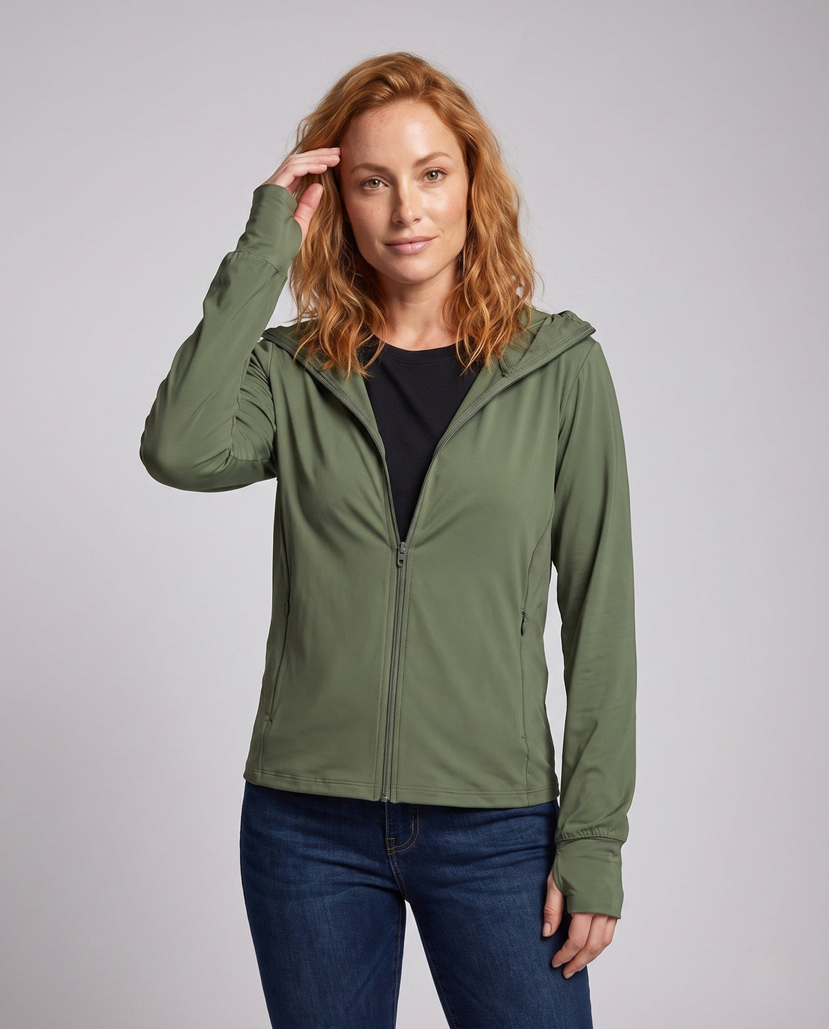 Women's Sporty Wind Jacket with Lightweight and Water-Repellent Material All Fashion - upper body view