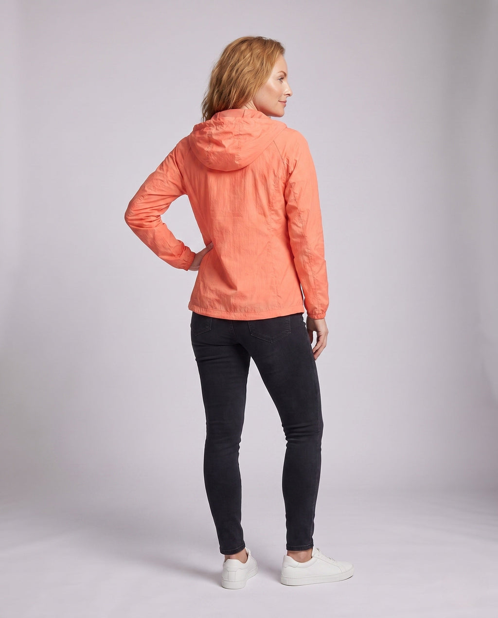 Women ultralight windbreaker with adjustable hood and breathable inserts All Fashion - back view