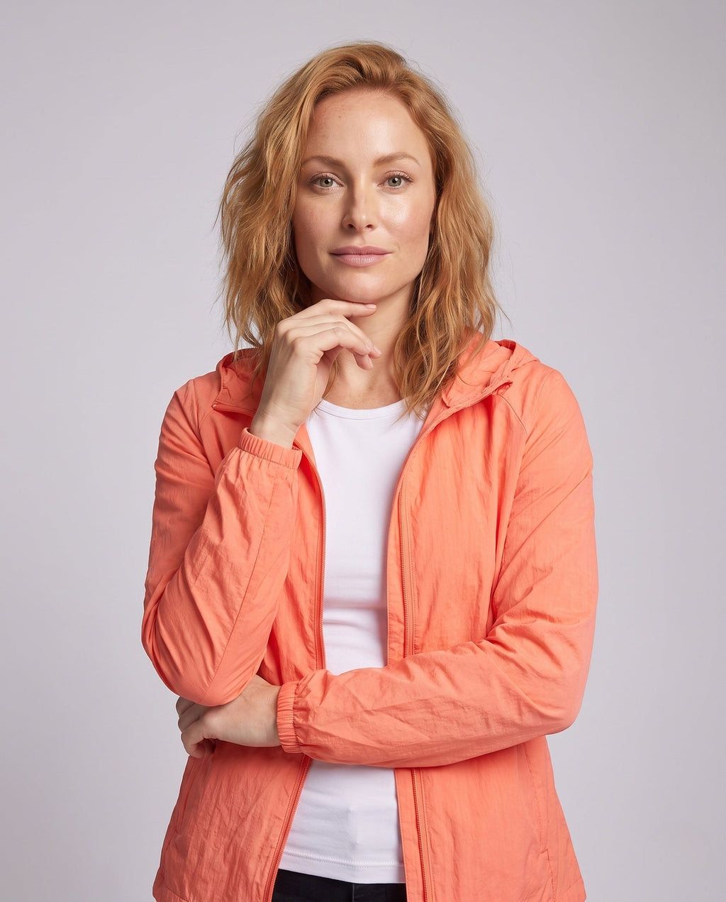 Women ultralight windbreaker with adjustable hood and breathable inserts All Fashion - upper body view