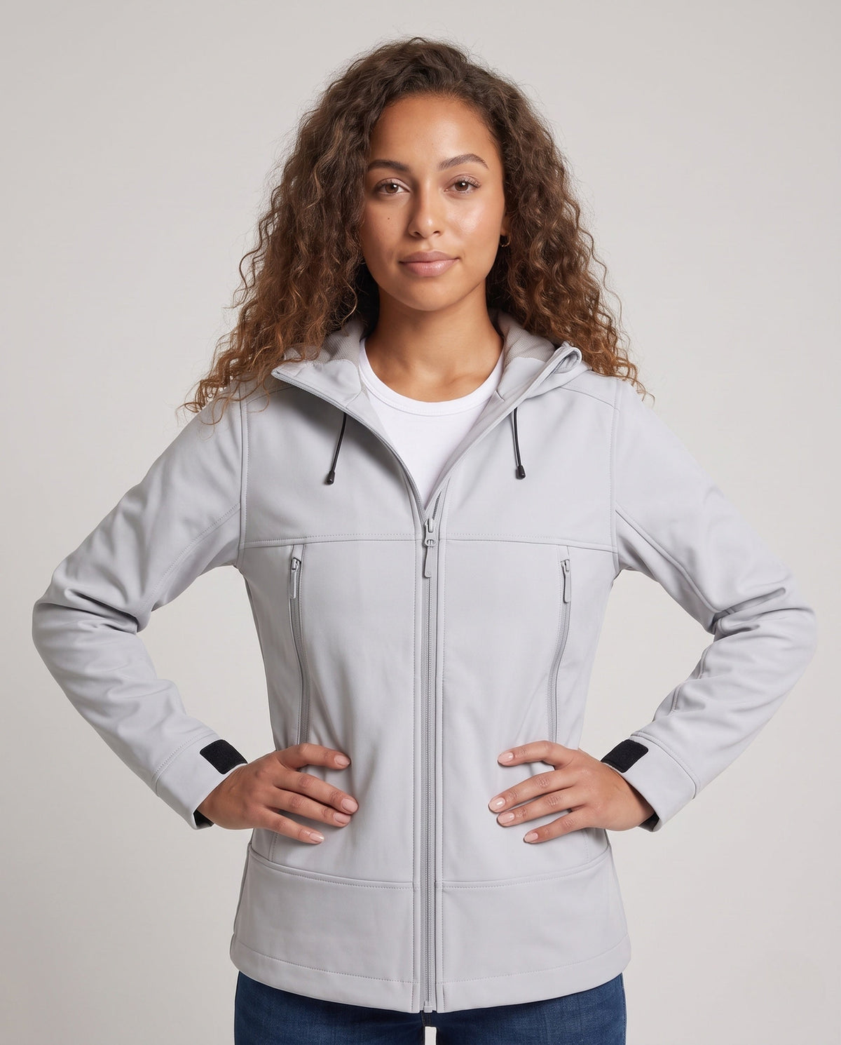 Women Water-Repellent Outdoor Jacket with Adjustable Hood All Fashion - upper body view