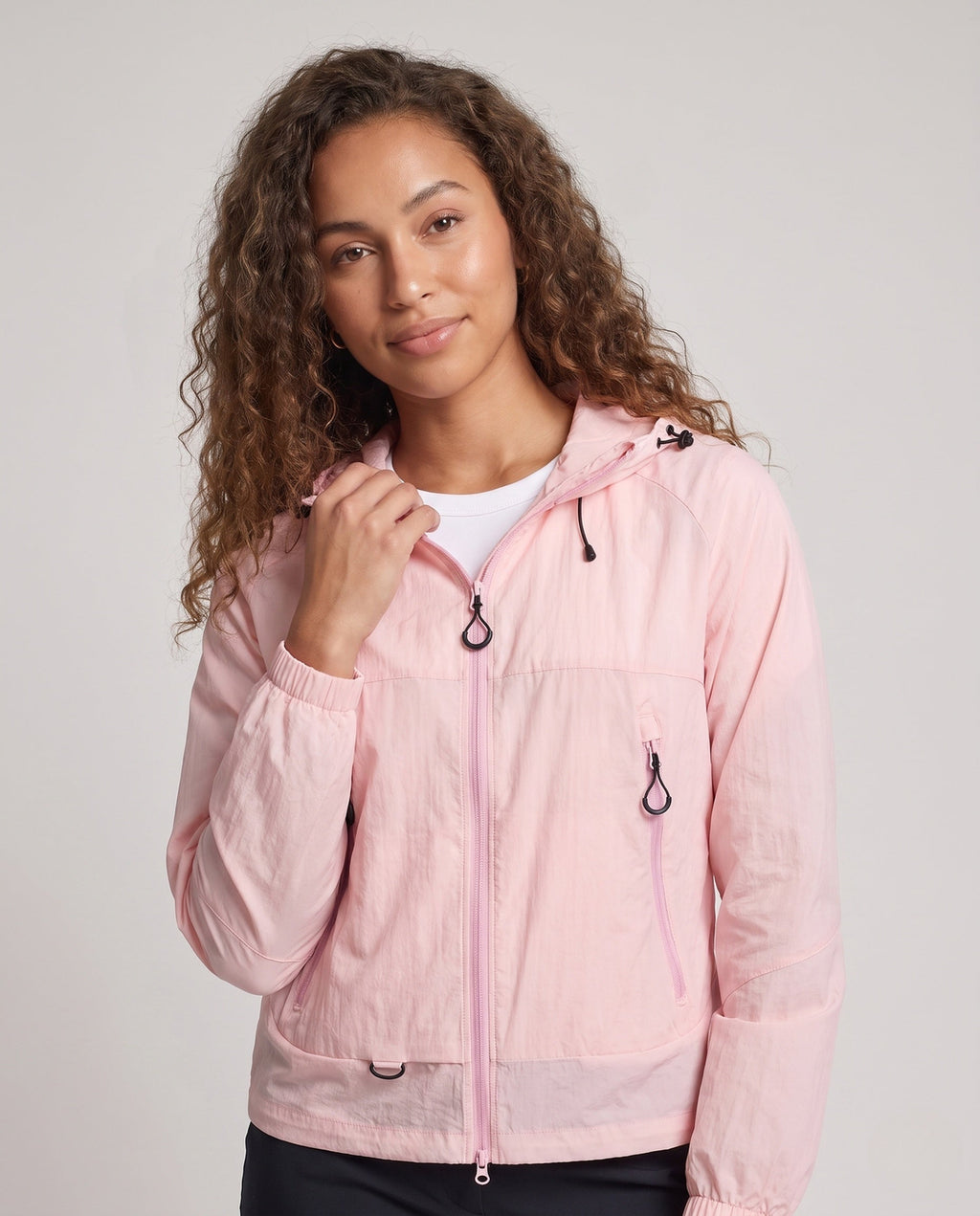 Women's windproof softshell jacket with adjustable hood All Fashion - upper body view