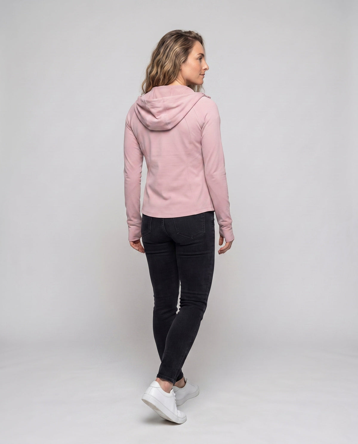 Women's sporty hoodie with zip and figure-flattering cut All Fashion - back view