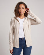 Women Athletic and UV Protection Jacket with Adjustable Hood All Fashion - upper body view