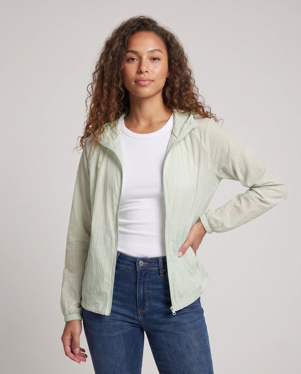 Women's breathable UV protection jacket with adjustable hood All Fashion - upper body view
