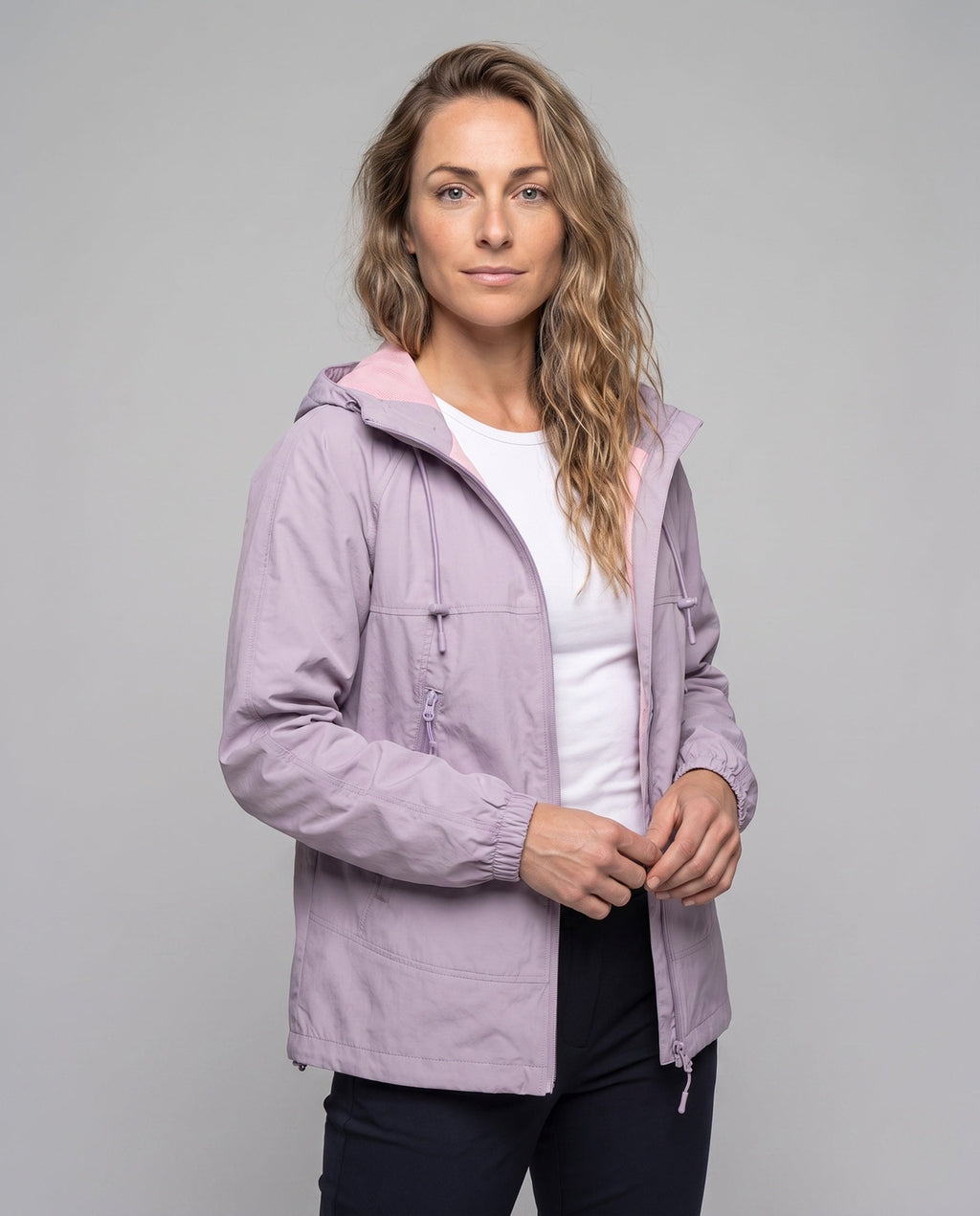 Women's functional lightweight transitional jacket with adjustable hood All Fashion - upper body view