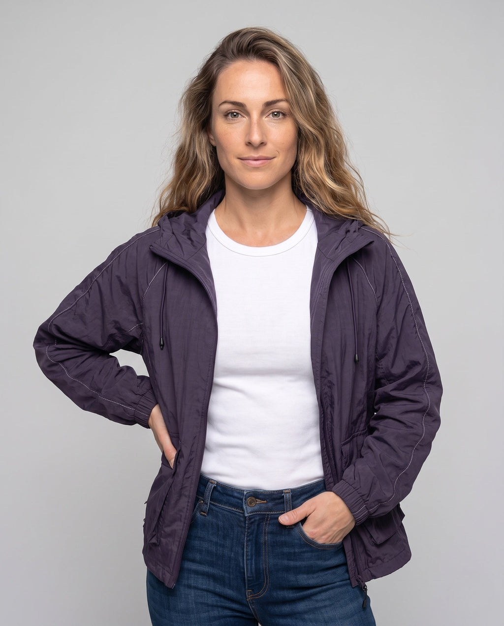 Women's functional jacket with breathable inserts and adjustable hood All Fashion - upper body view