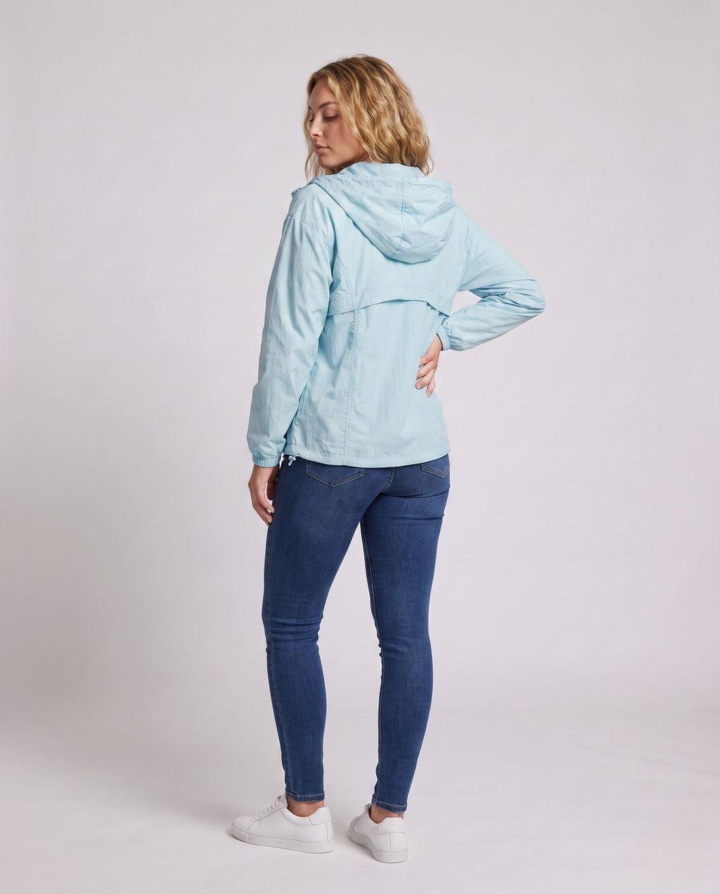 Women's lightweight outdoor jacket with packable hood design All Fashion - back view