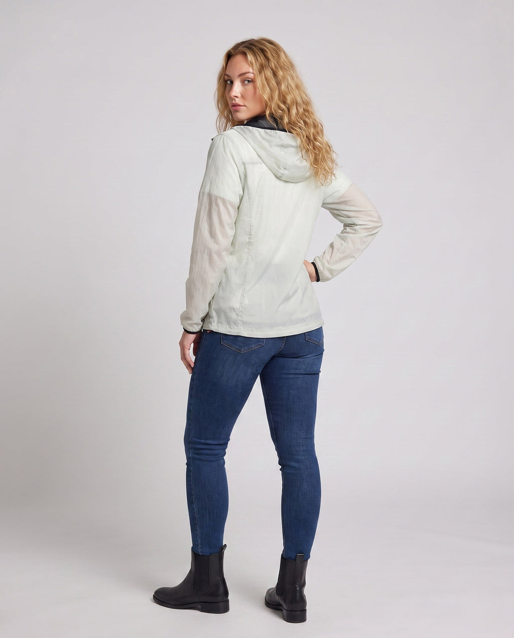 Women's lightweight cycling jacket with practical hood design All Fashion - back view