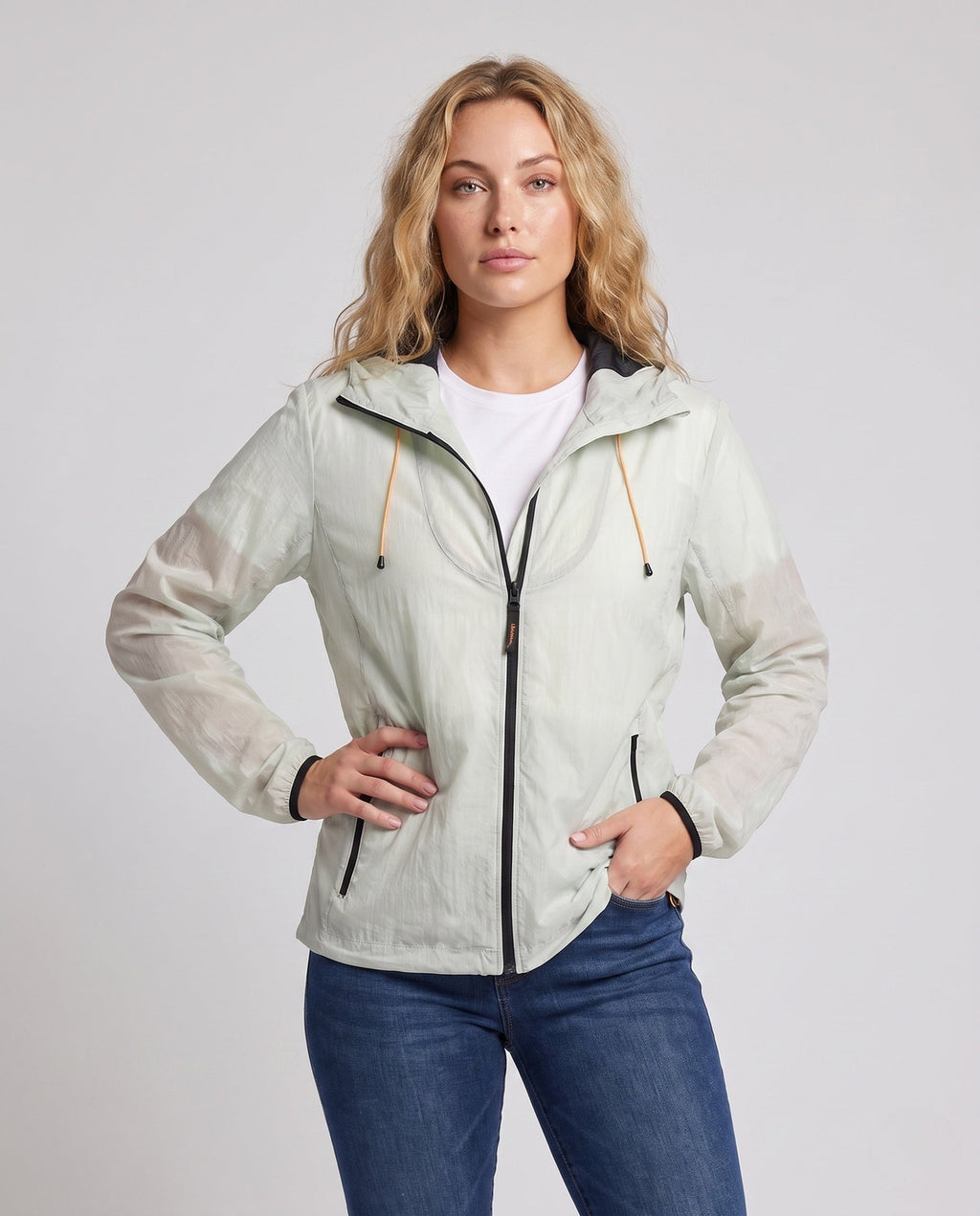 Women's lightweight cycling jacket with practical hood design All Fashion - upper body view