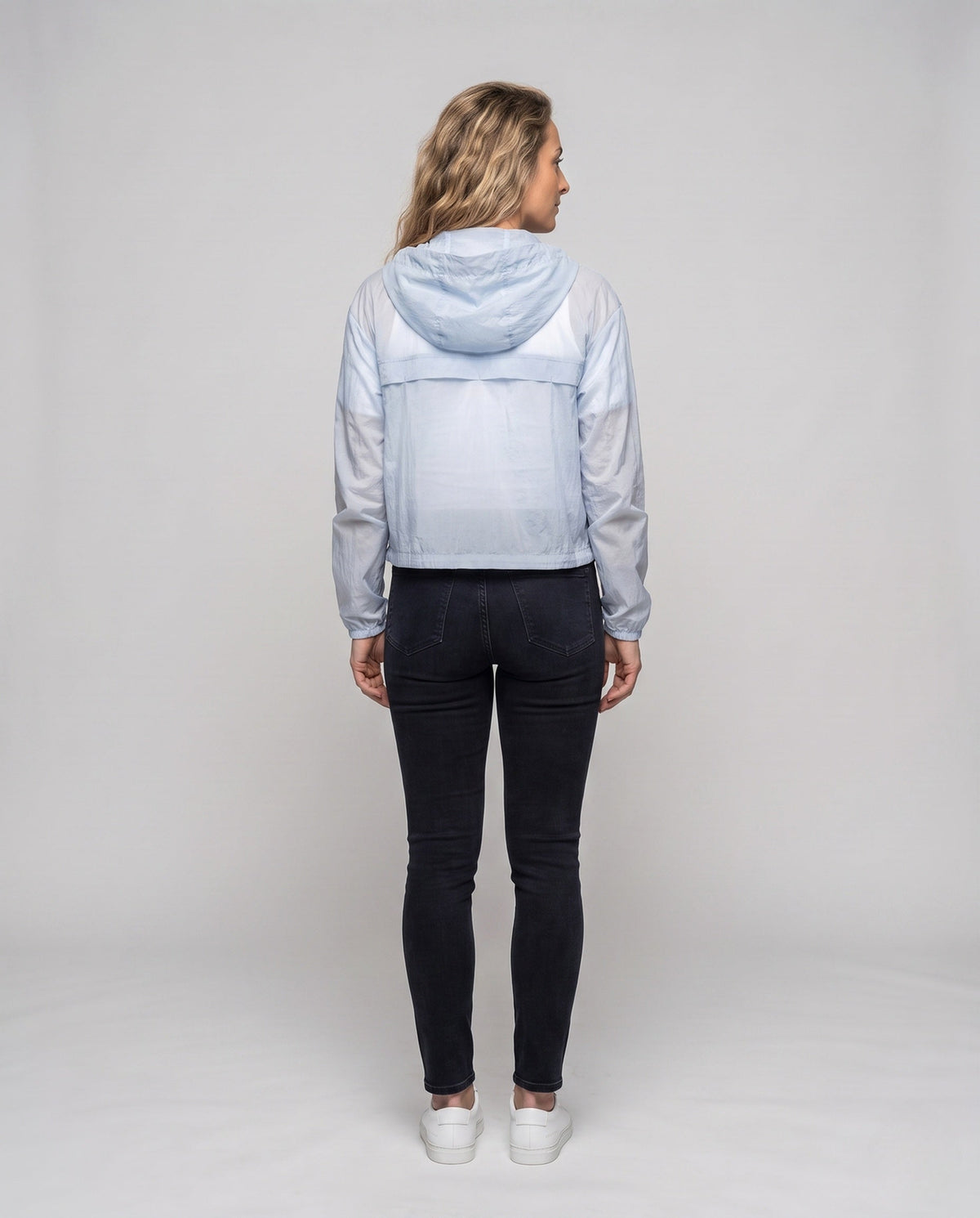 Women's lightweight and breathable windbreaker jacket with adjustable hood All Fashion - back view
