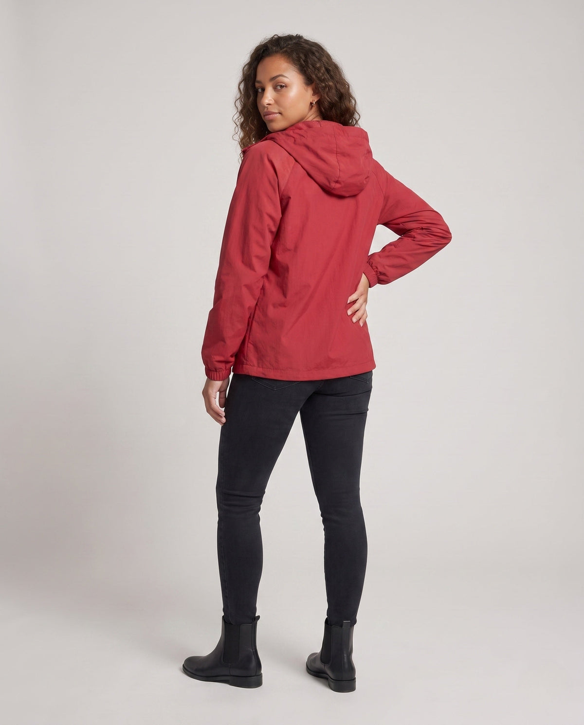 Women's lightweight windbreaker jacket with adjustable waistband All Fashion - back view