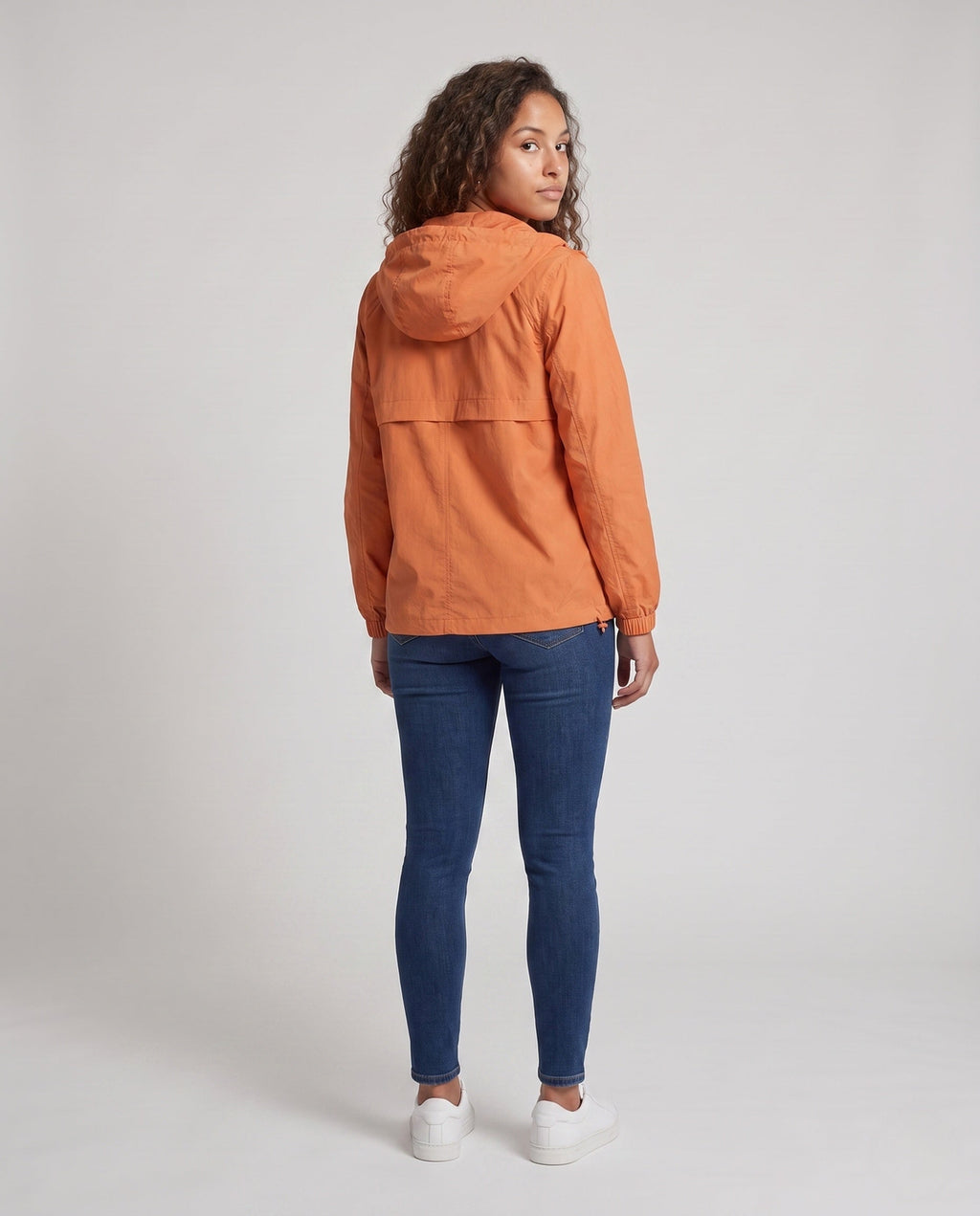Women's lightweight windbreaker jacket with adjustable hood and elastic cuffs All Fashion - back view