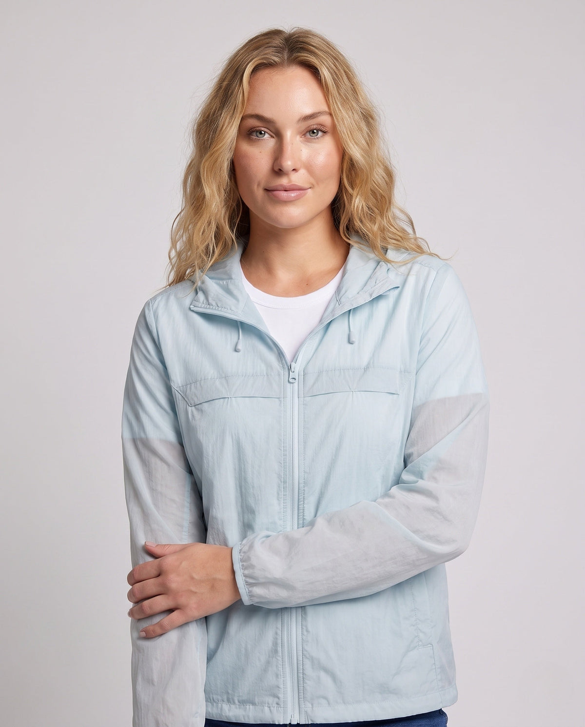 Women's cooling UV protection summer jacket with hood, breathable mesh inner lining and concealed zipper pockets All Fashion - upper body view