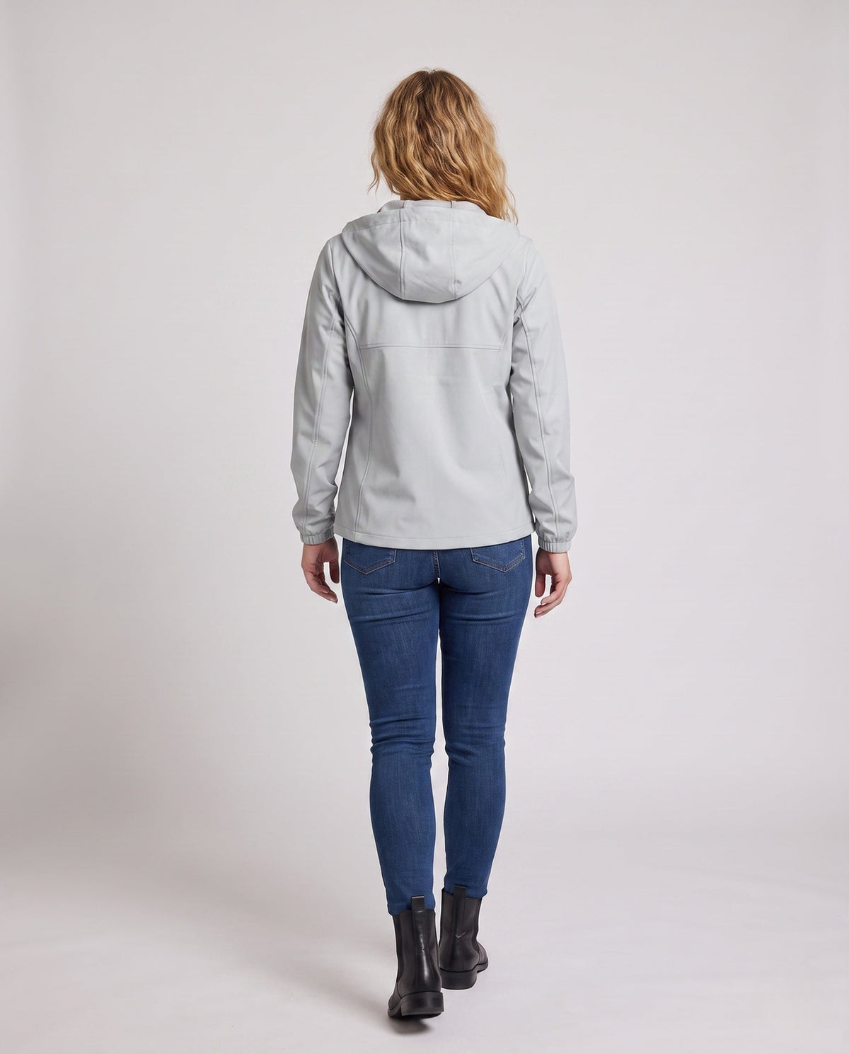 Women's lightweight running and leisure jacket with hood, elastic cuffs, and concealed zip pockets All Fashion - back view