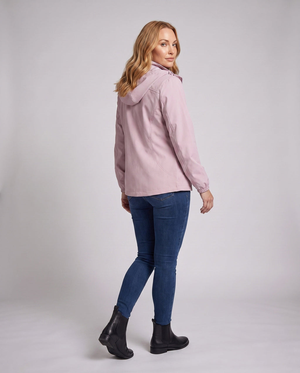 Women's lightweight wind and water-repellent hoodie jacket with mesh lining and ventilation zones All Fashion - back view
