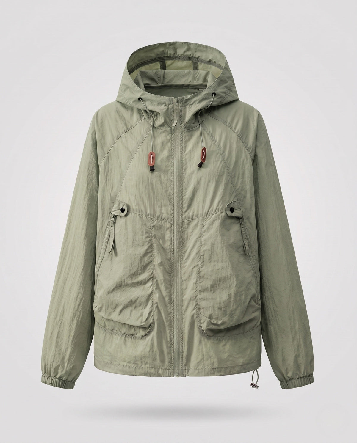 Women's lightweight windproof hooded jacket with drawstring and generous pockets All Fashion - product shot