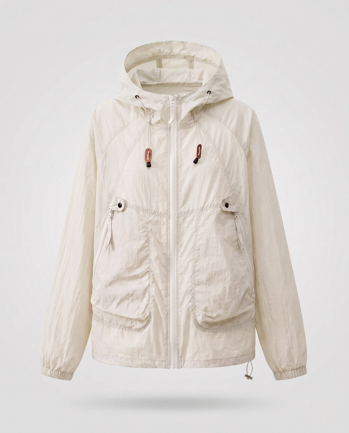 Women's lightweight windproof hooded jacket with drawstring and generous pockets All Fashion - product shot