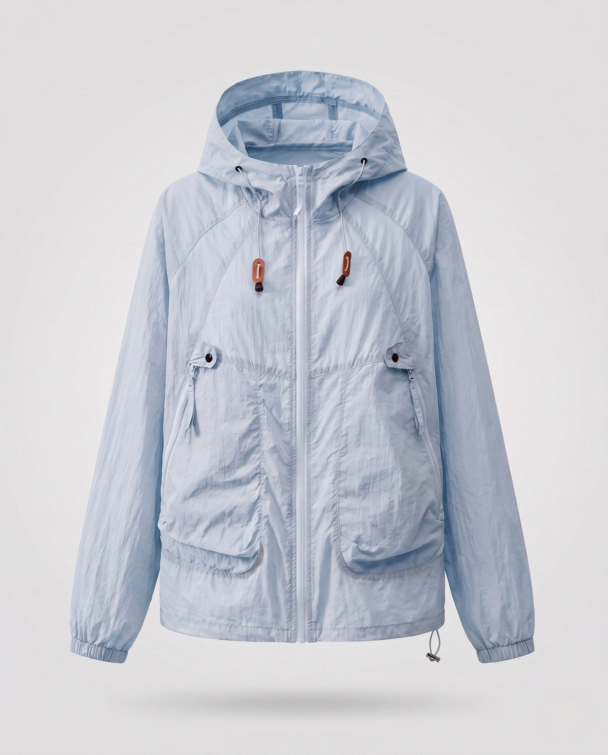 Women's lightweight windproof hooded jacket with drawstring and generous pockets All Fashion - product shot