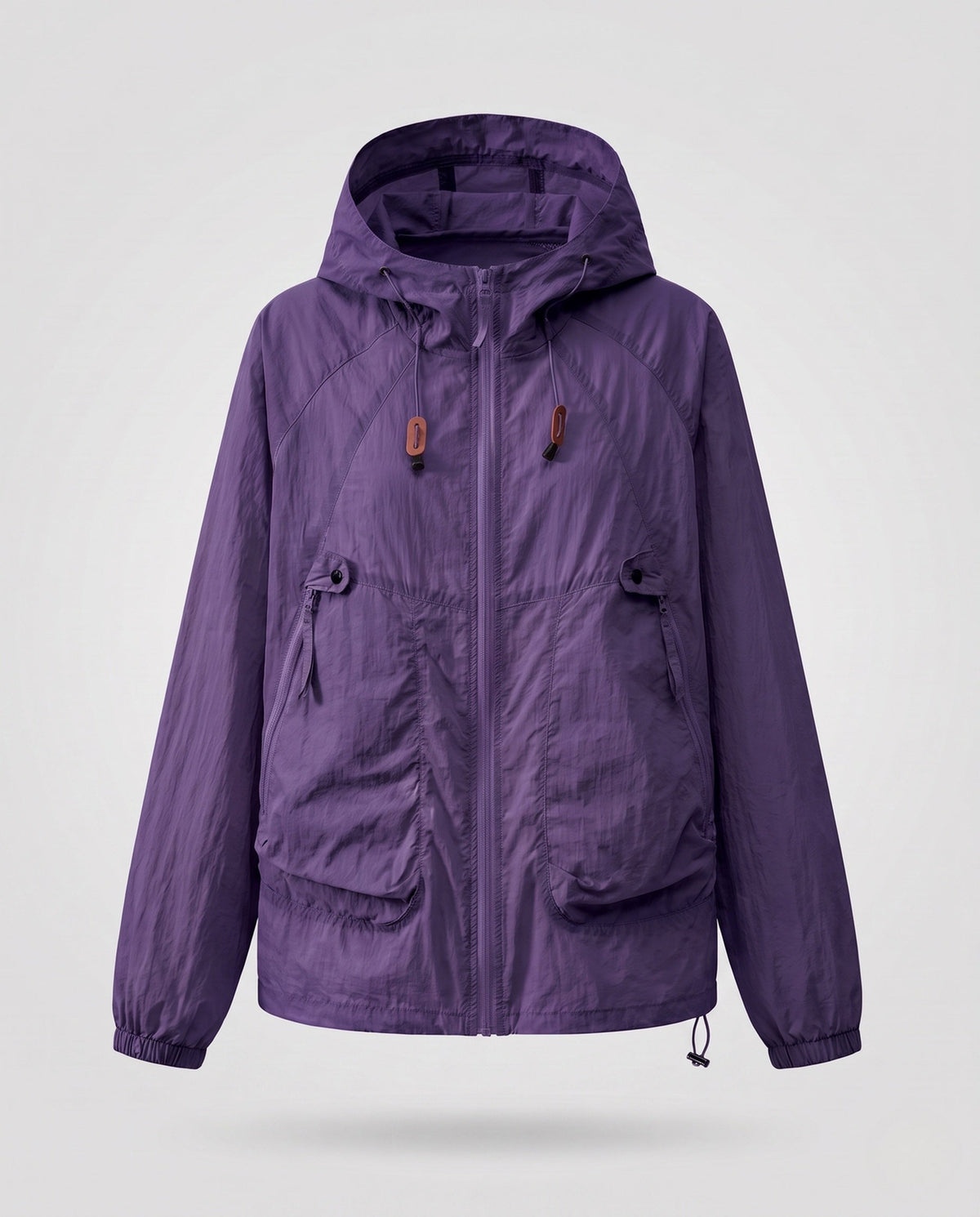 Women's lightweight windproof hooded jacket with drawstring and generous pockets All Fashion - product shot
