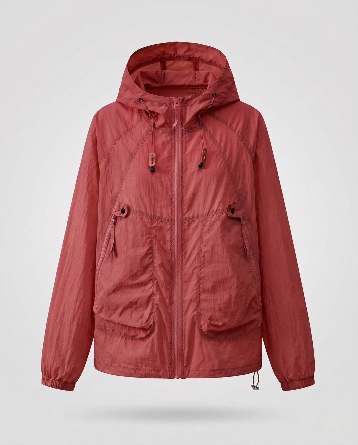 Women's lightweight windproof hooded jacket with drawstring and generous pockets All Fashion - product shot