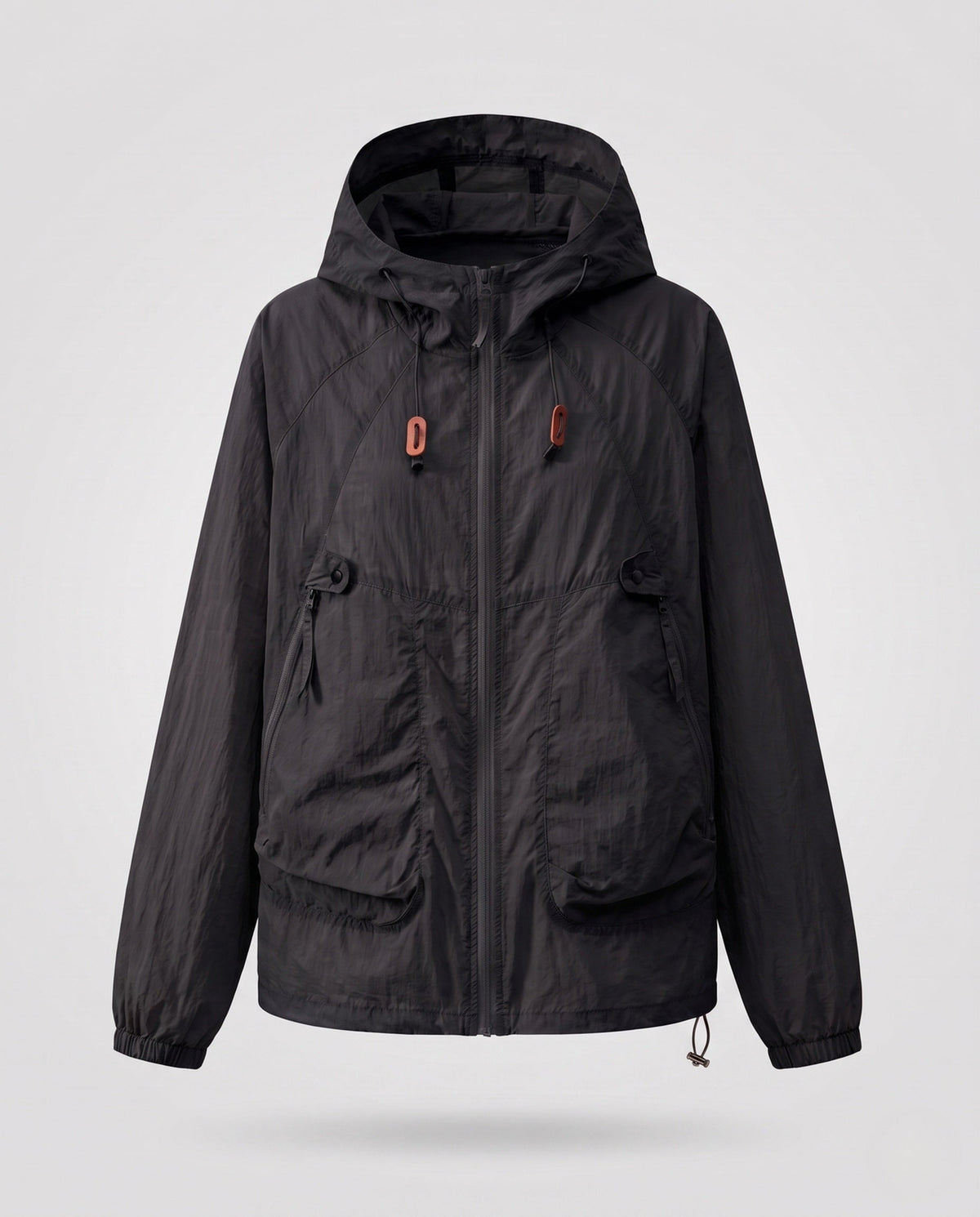 Women's lightweight windproof hooded jacket with drawstring and generous pockets All Fashion - product shot