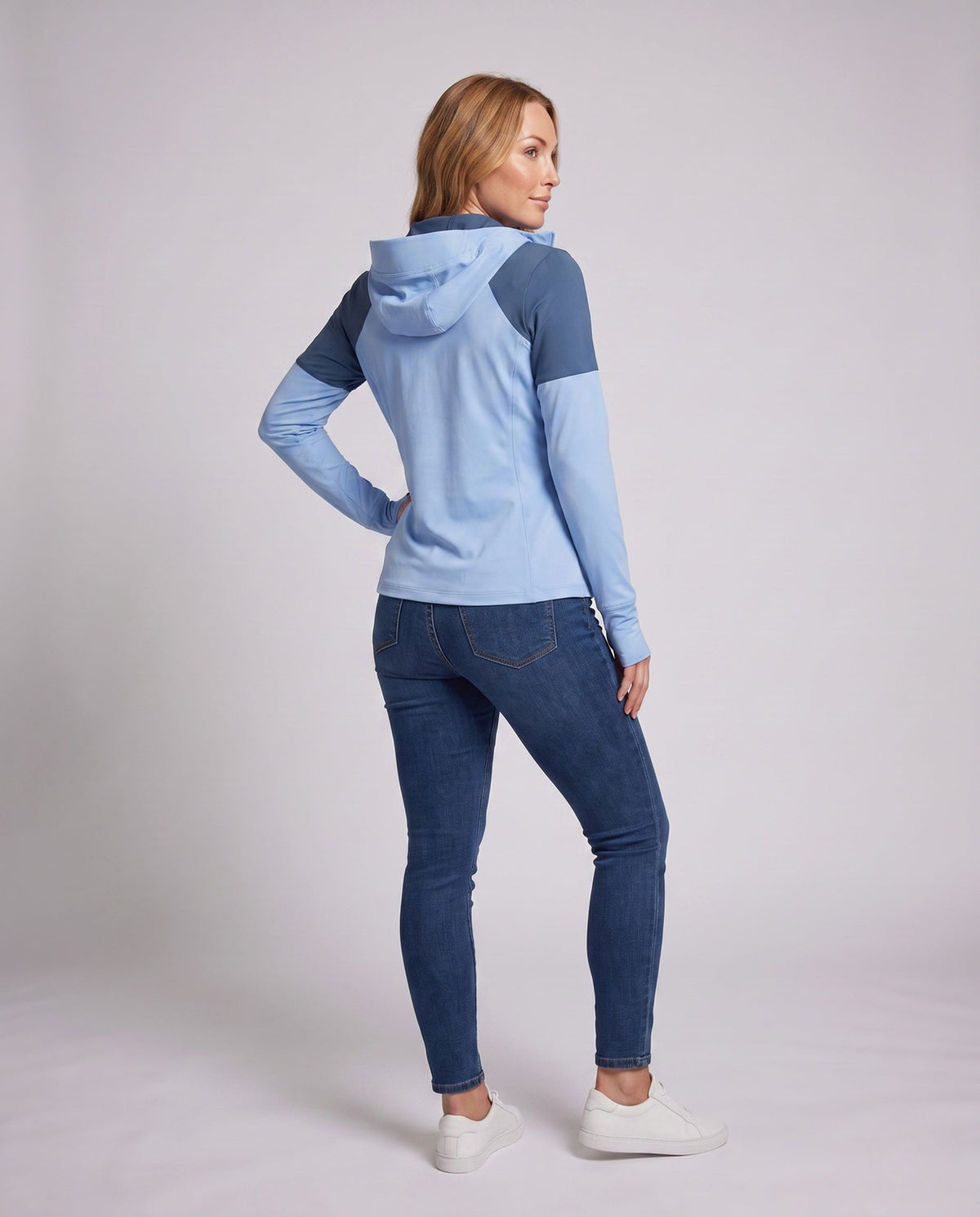 Women's nan multifunctional hoodie jacket with fold-out sun visor and high collar All Fashion - back view