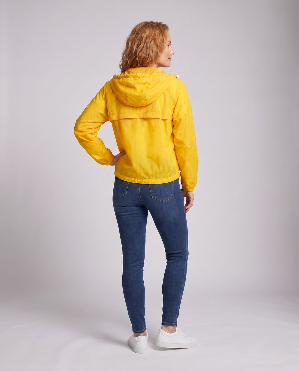 Women's nano ultralight hooded jacket wind- and water-repellent with adjustable hem All Fashion - back view