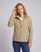 Women's ultra-light travel jacket with stand-up collar, concealed zipper and two zippered pockets All Fashion - upper body view