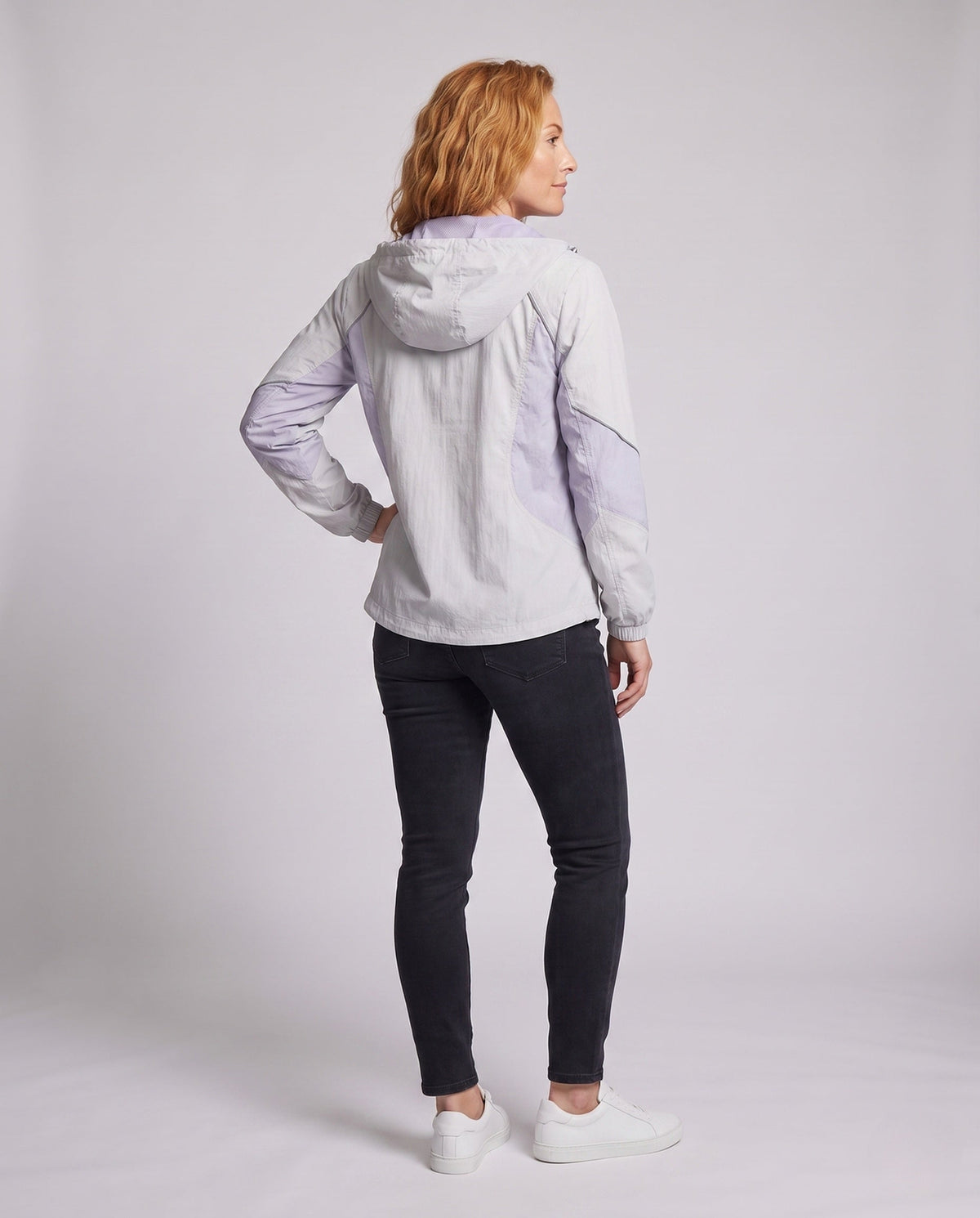Women's nan ultra-light hiking and everyday jacket with hood, pack function and reflective piping All Fashion - back view