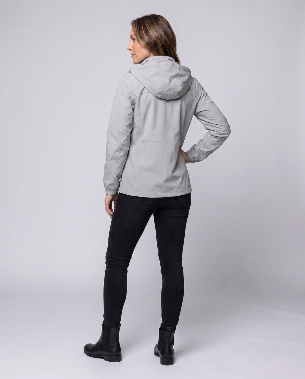 Unisex nan functional travel and trekking jacket with hood, breathable lightweight material and concealed zip pockets All Fashion - back view