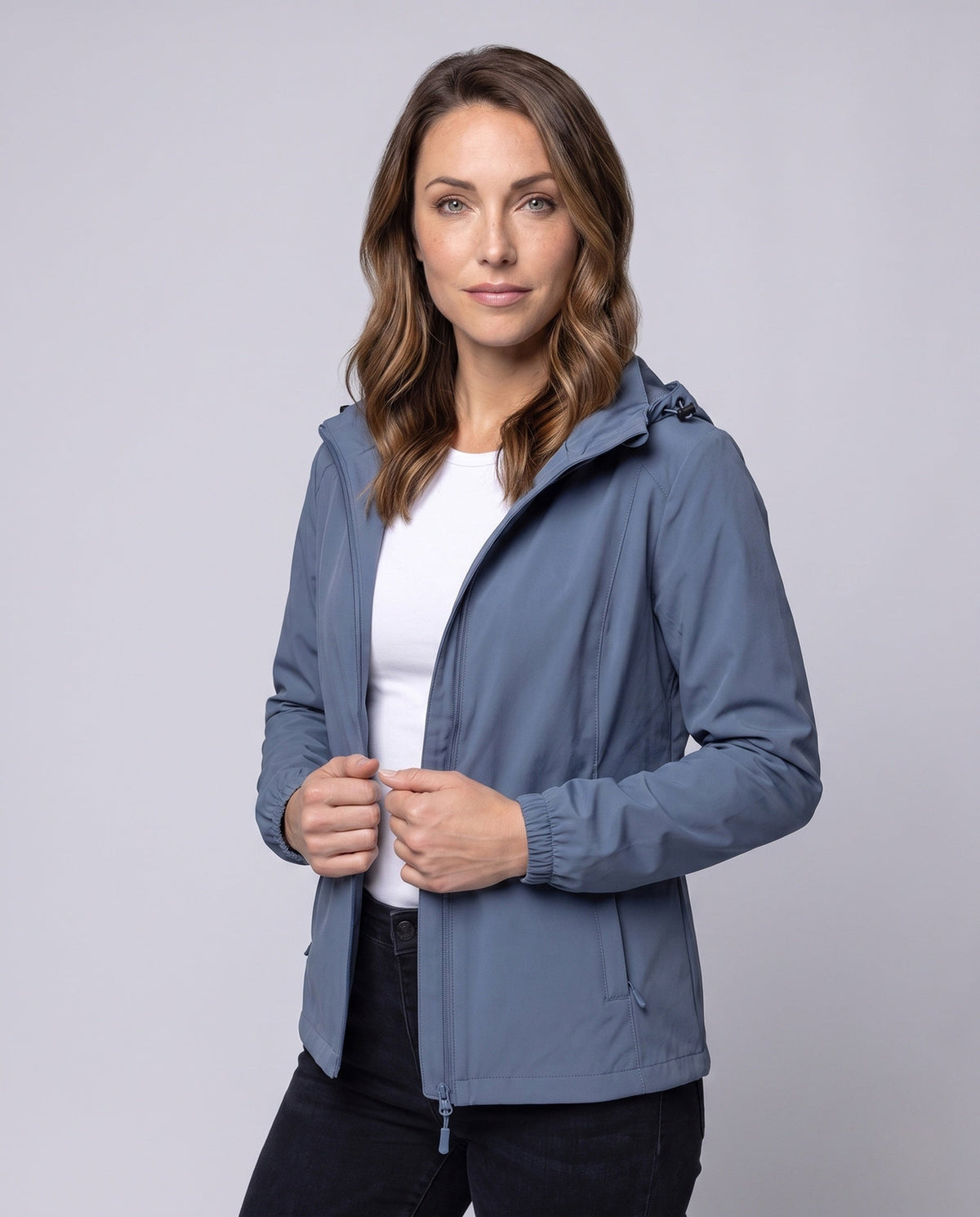 Unisex nan lightweight breathable rain jacket with adjustable hood All Fashion - upper body view