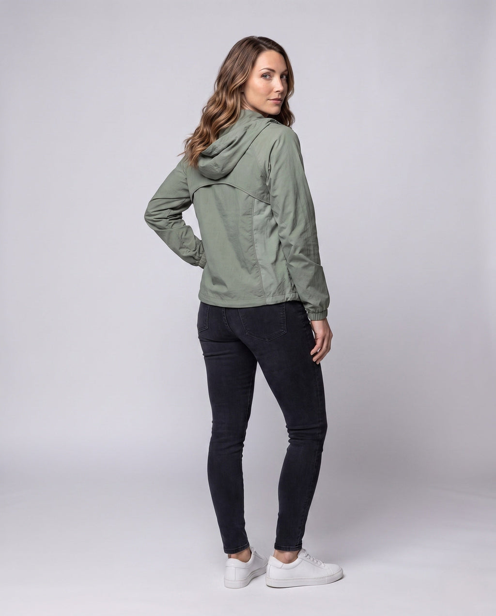 Unisex nan lightweight running and wind jacket with hood, breathable mesh inserts and packing function All Fashion - back view