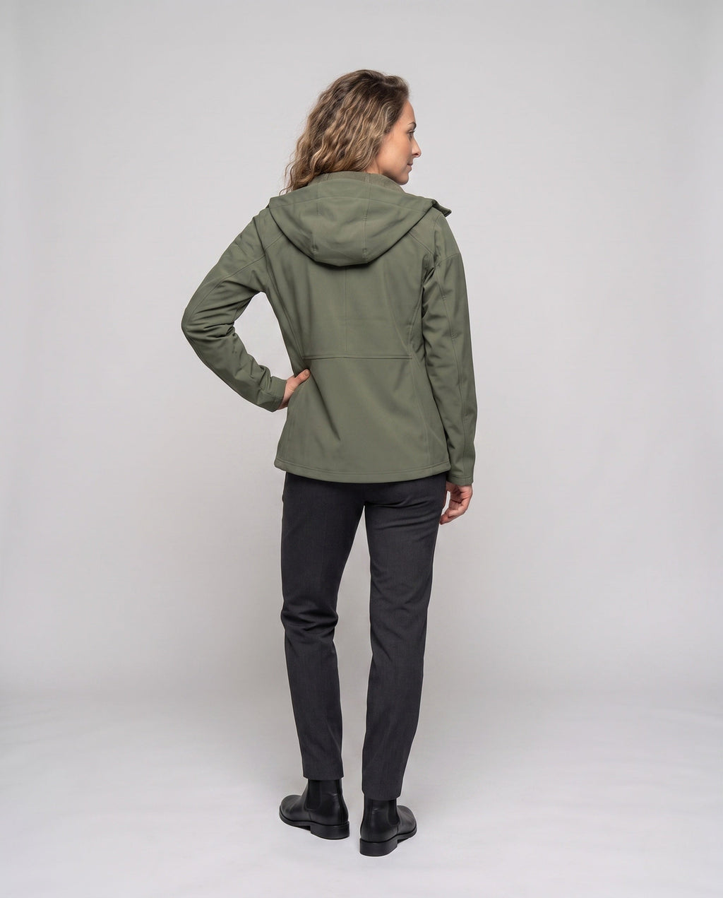 Unisex nan lightweight water-repellent hooded jacket with breathable softshell and concealed zipper All Fashion - back view
