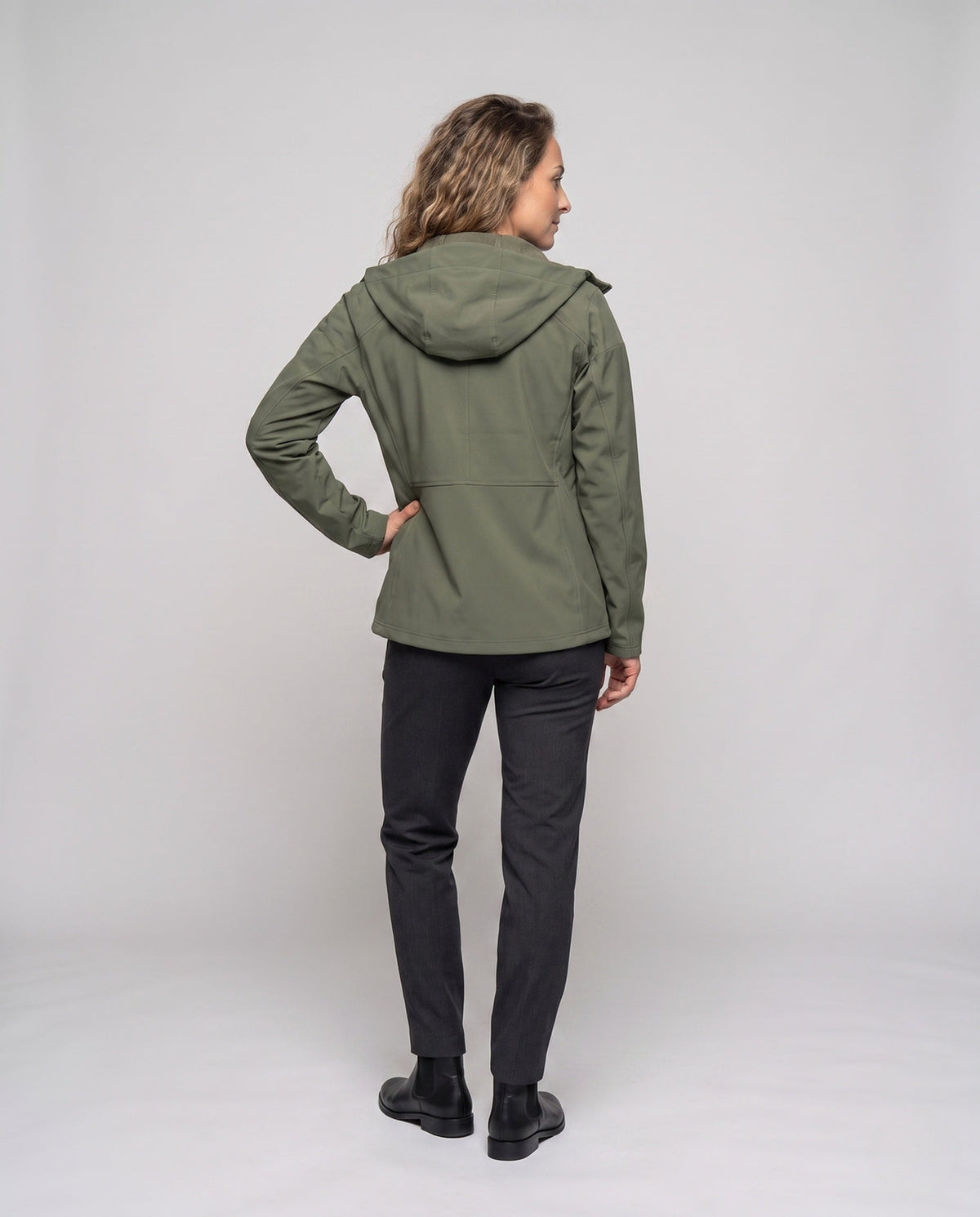 Unisex nan lightweight water-repellent hooded jacket with breathable softshell and concealed zipper All Fashion - back view