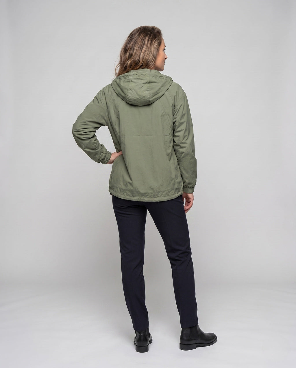 Unisex nan lightweight windproof hooded jacket in oversized cut with adjustable hem All Fashion - back view