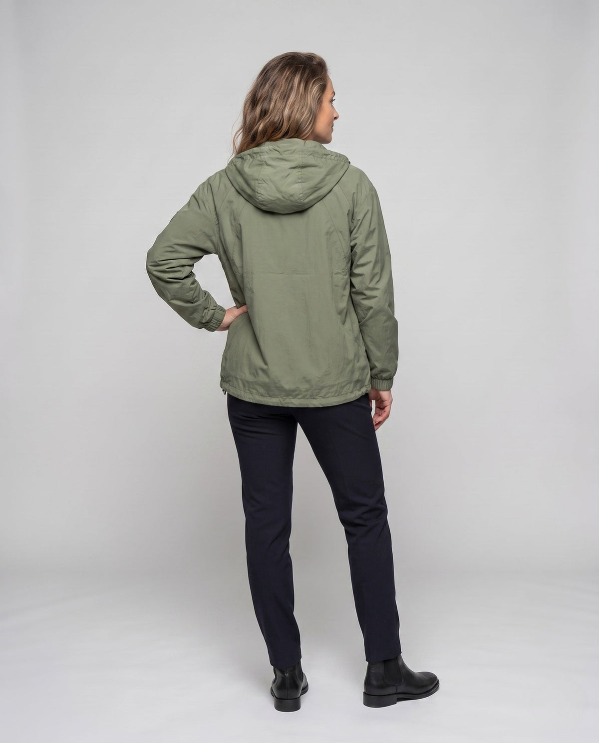 Unisex nan lightweight windproof hooded jacket in oversized cut with adjustable hem All Fashion - back view