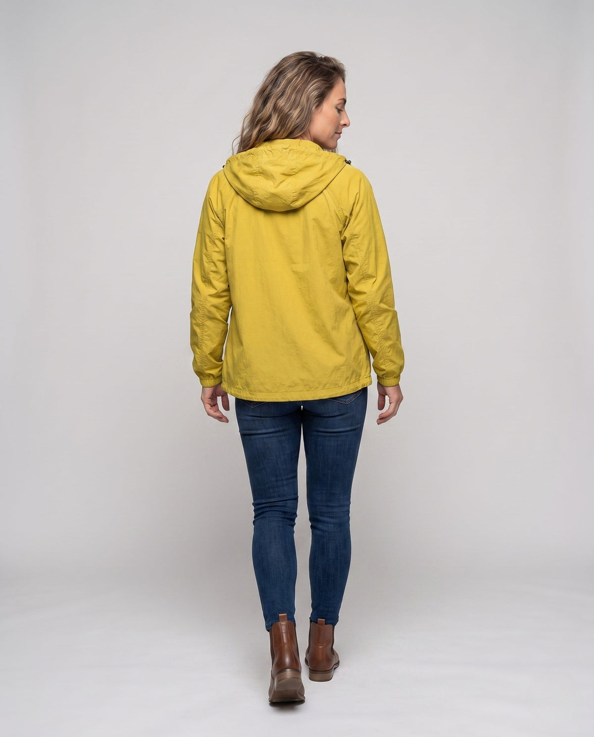 Unisex nan lightweight windbreaker with hood, water-repellent polyester-nylon blend and adjustable hem All Fashion - back view