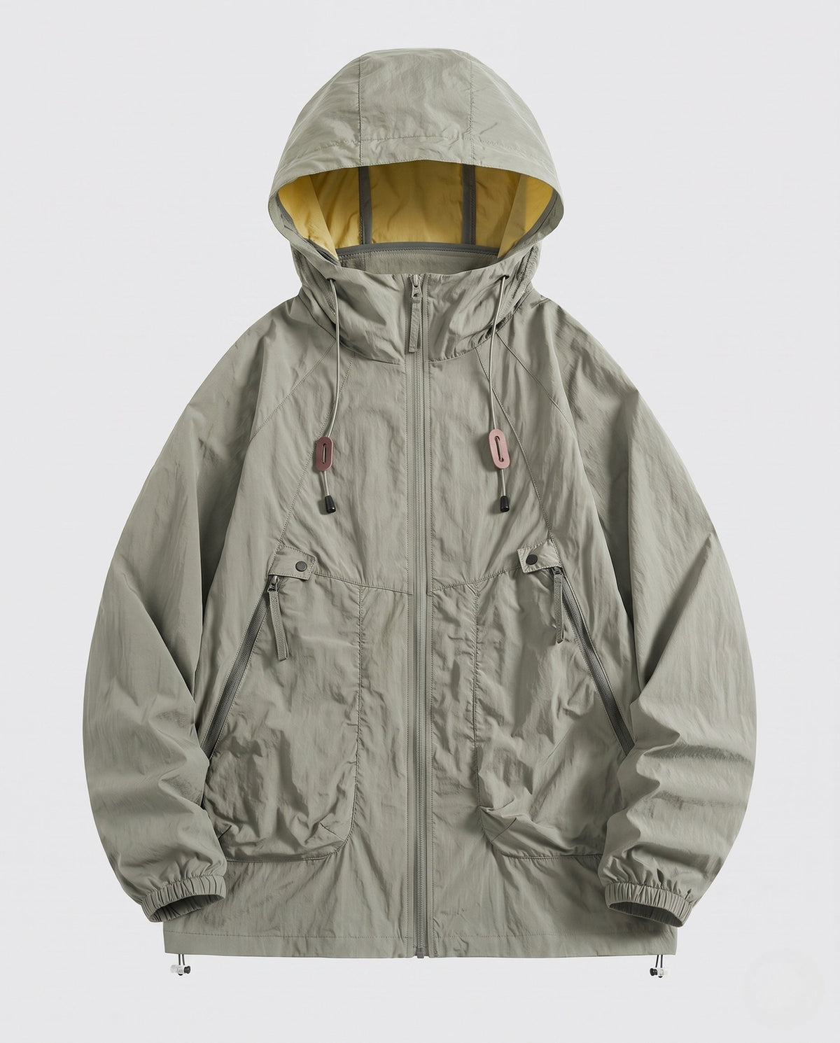 Unisex nan technical packable hooded windbreaker with 2-way zipper, ventilation inserts and adjustable hem All Fashion - product shot