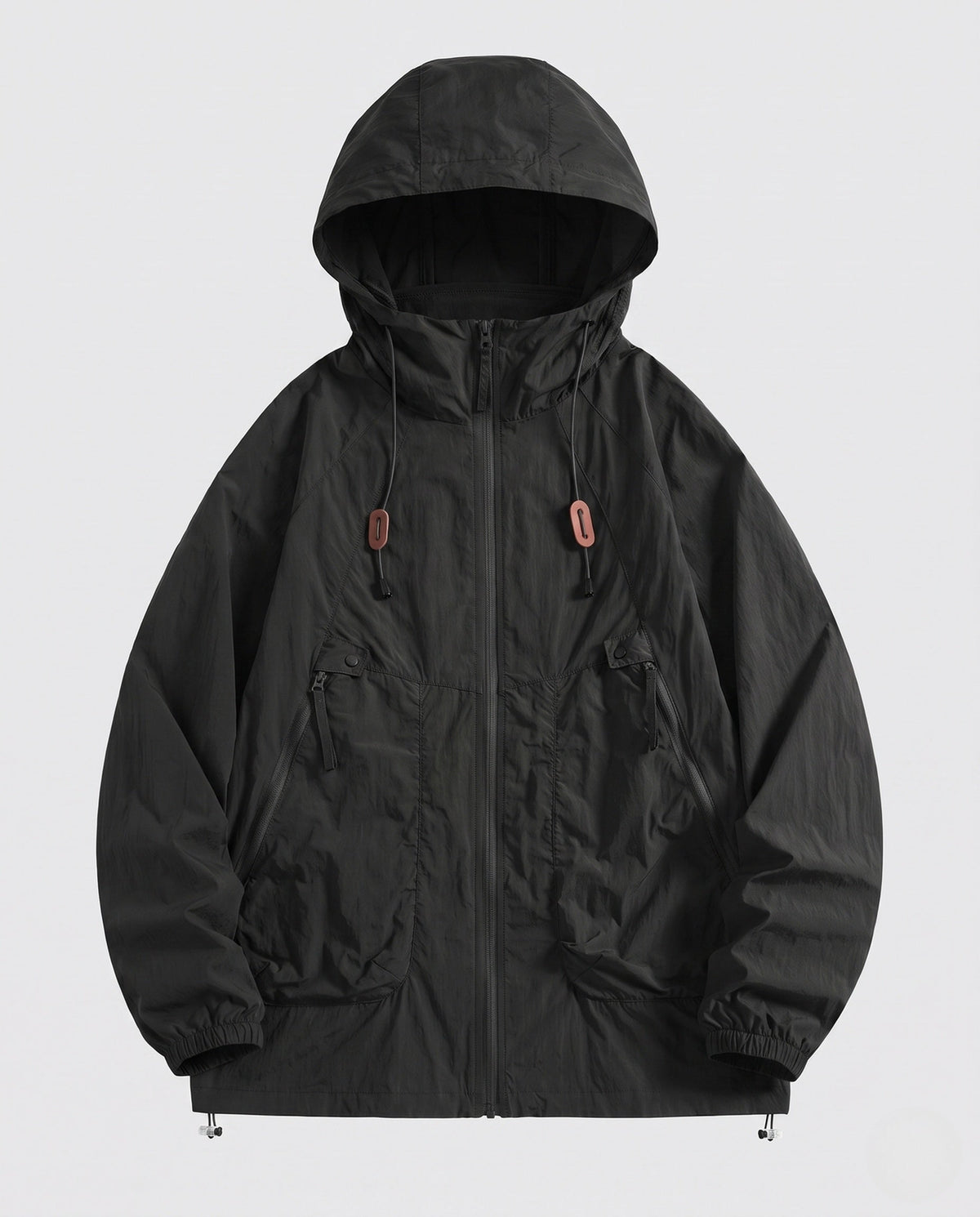 Unisex nan technical packable hooded windbreaker with 2-way zipper, ventilation inserts and adjustable hem All Fashion - product shot