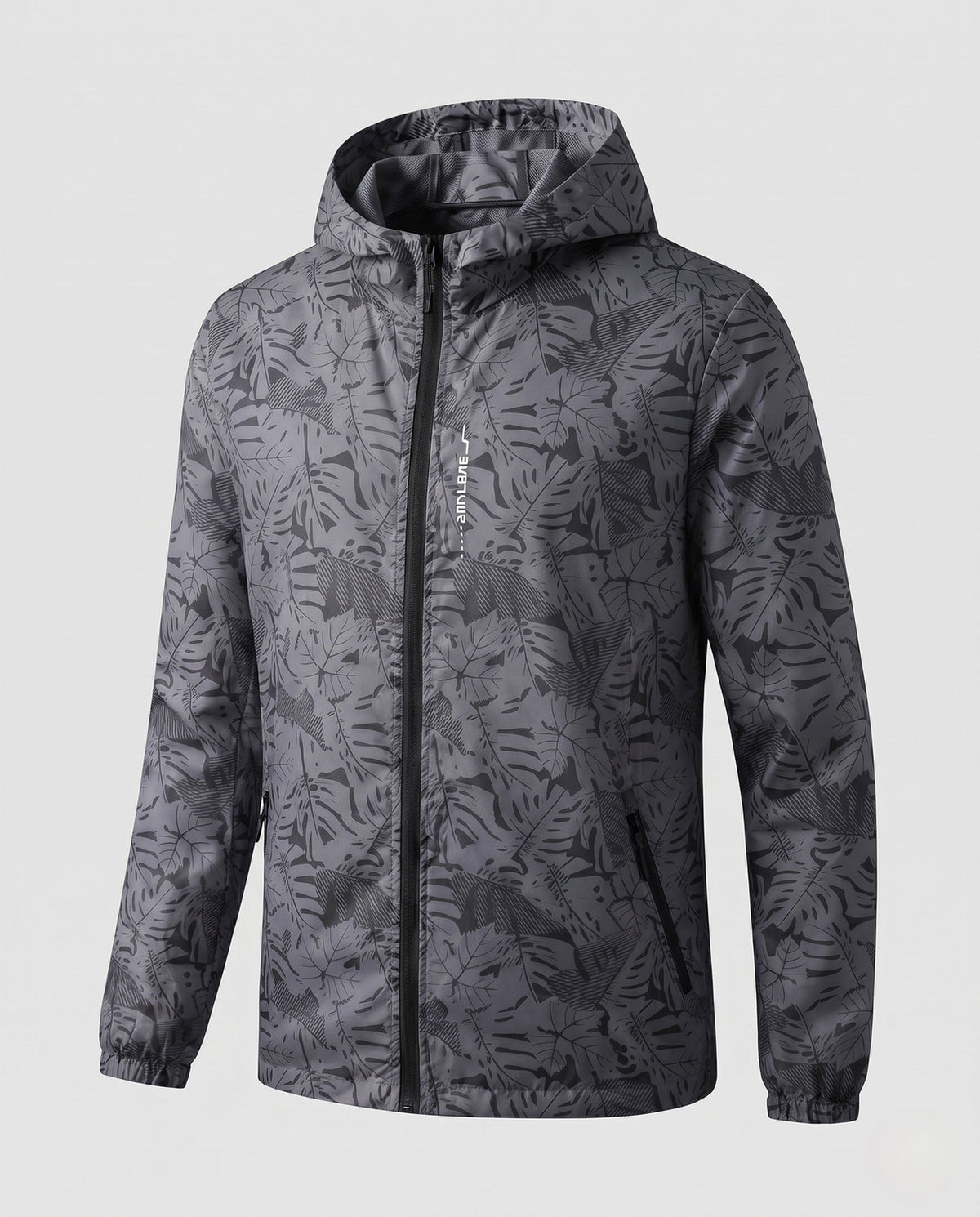 Unisex nan ultralight tropical leaf pattern hooded windbreaker with concealed pockets and packing function All Fashion - product shot