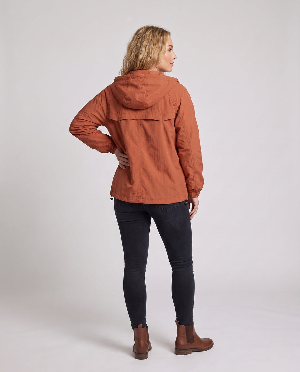 Unisex nan ultra-light windbreaker with adjustable hood, large cargo pockets, and breathable mesh inserts All Fashion - back view