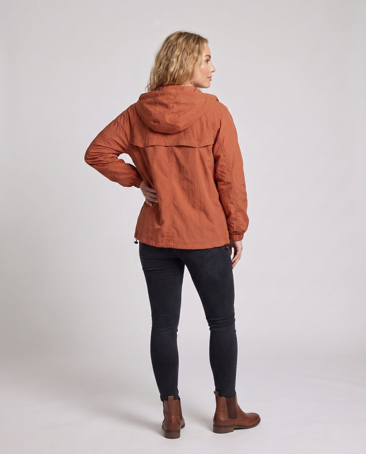 Unisex nan ultra-light windbreaker with adjustable hood, large cargo pockets, and breathable mesh inserts All Fashion - back view