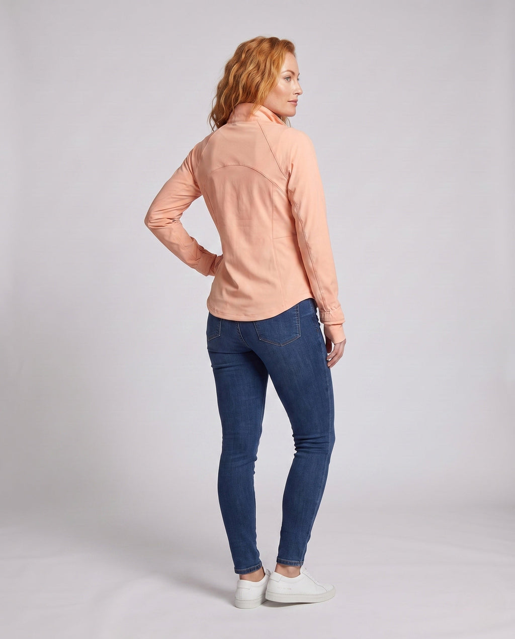 Women's nano lightweight breathable running jacket with stand-up collar and zip pockets All Fashion - back view