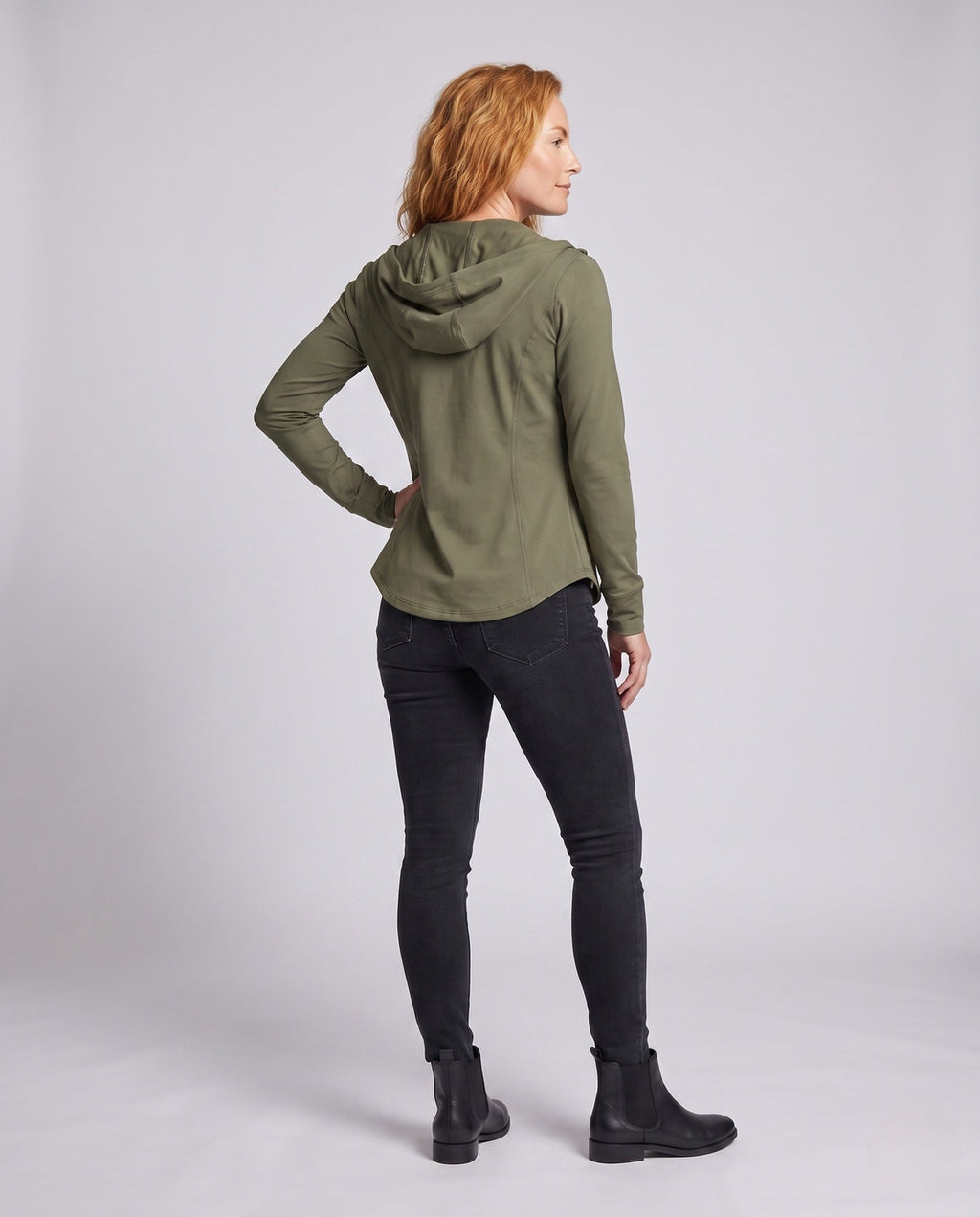 Women's lightweight breathable training jacket with hood and elastic cut All Fashion - back view