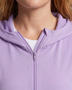 Women's lightweight functional hooded jacket with honeycomb structure, mesh inner lining, side zipper pockets, and thumb holes All Fashion - detail close-up