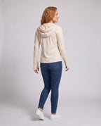 Women's lightweight hooded jacket with zipper and integrated thumb holes All Fashion - back view
