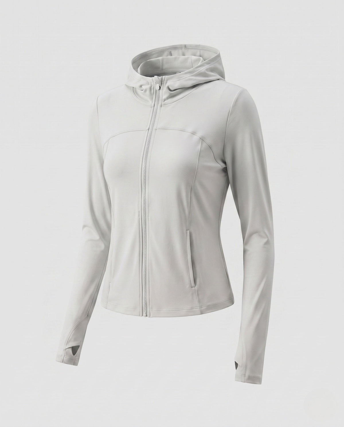 Women's lightweight hooded jacket with zipper and integrated thumb holes All Fashion - product shot