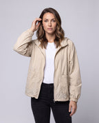 Women's lightweight oversized blouse jacket with balloon sleeves and zipper All Fashion - upper body view