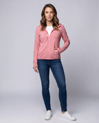 Women's nano micro-perforated hoodie jacket with fine texture, flat seams, and elastic hem All Fashion - front view