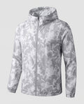 Women's travel-friendly hoodie jacket with hexagonal structure print, finely knitted microfiber finish, and elastic hem All Fashion - product shot